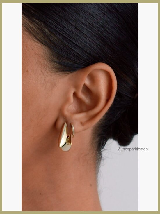 Amazon.com: PAVOI Rhodium Plated 925 Sterling Silver Posts  14K Gold Plated Sterling Silver Geometric Hoop Earrings for Women